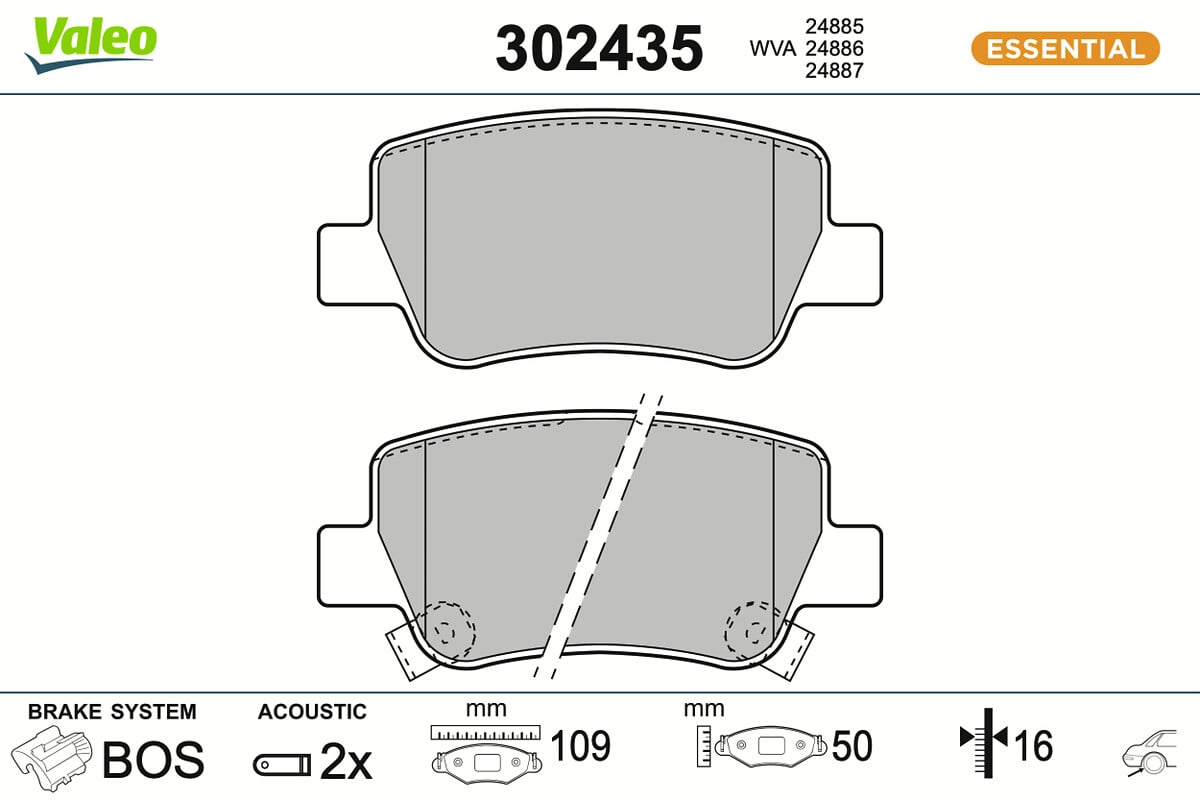 Jeu de 4 plaquettes de frein VALEO ref. 302435